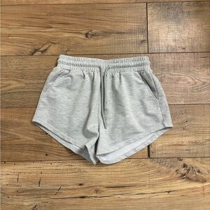 High-Waist Light Gray Lounge Shorts with Drawstring